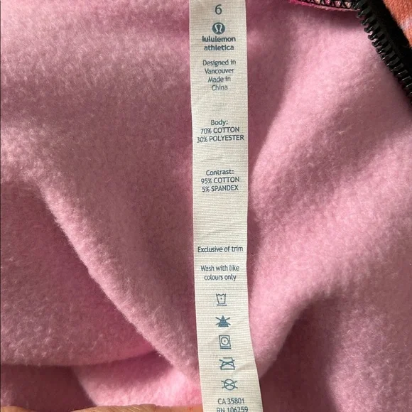 Lululemon Secret Garden Vintage Pink Floral Scuba Zip Hoodie Jacket Size 6 - Picture 2 of 14